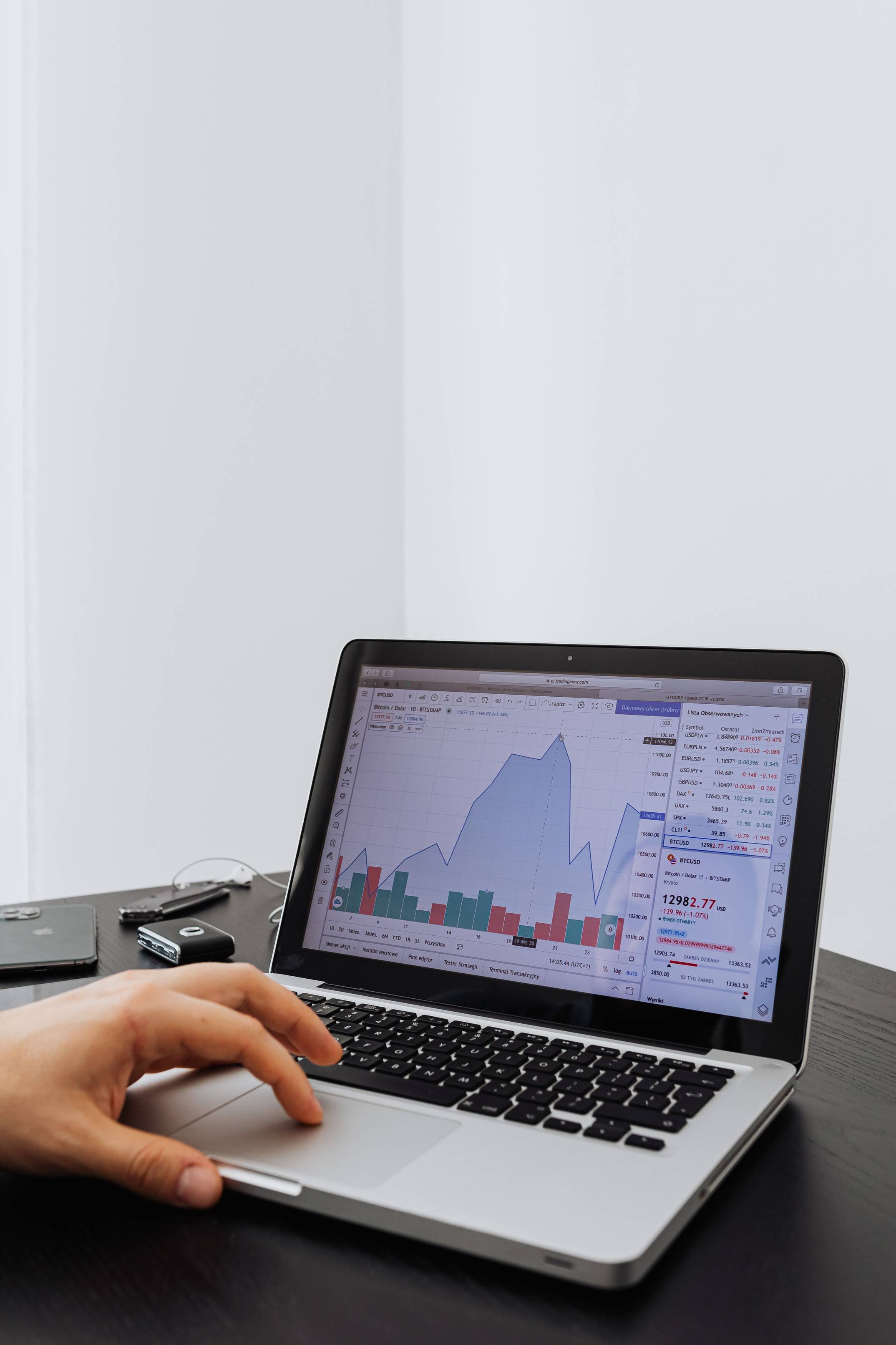 Laptop displaying a spreadsheet with financial data and graphs